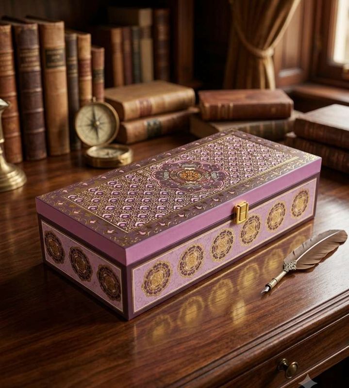 The Elegant Floral Print Purple Box with 2 Salsa Glass Jars