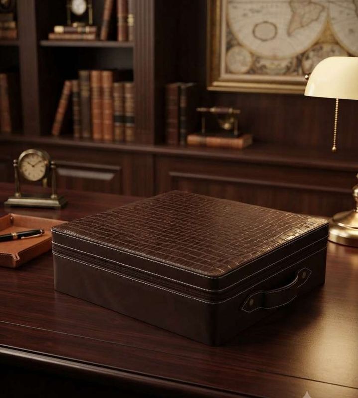 Leatherite MDF Hamper Box with 4 Diamond-Pattern Glass Jars