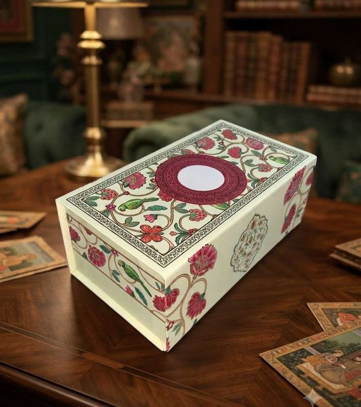 The Premium Pichwai Print MDF Box with 2 glass jars