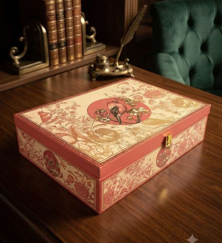 The Floral Print MDF Hamper Box with 4 Salsa Glass Jars